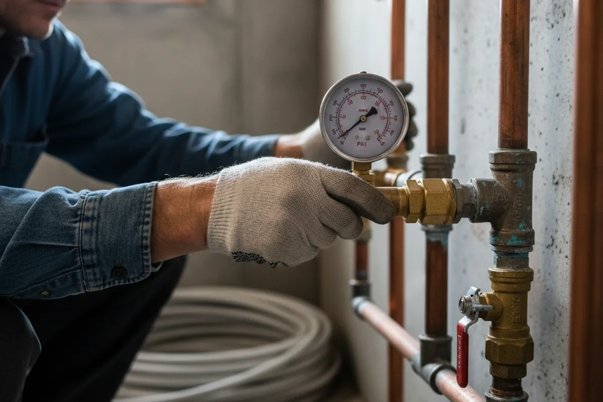 Pressure testing a repaired line during Water Line Repair in Atlantic Highlands